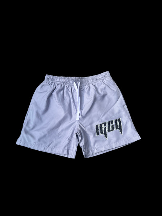 Grey & Black Nylon IGCY Scratch logo Shorts