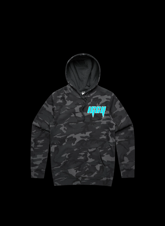 Black Stencil Camo Hood